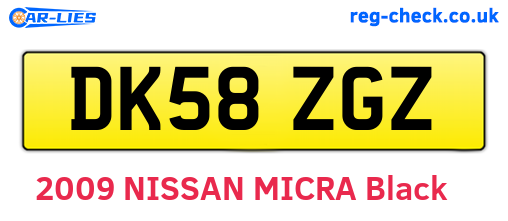 DK58ZGZ are the vehicle registration plates.