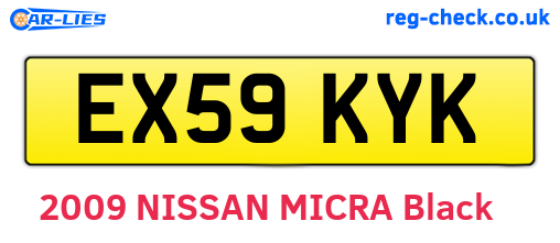 EX59KYK are the vehicle registration plates.