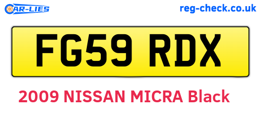 FG59RDX are the vehicle registration plates.