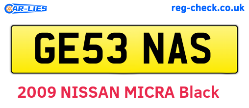 GE53NAS are the vehicle registration plates.