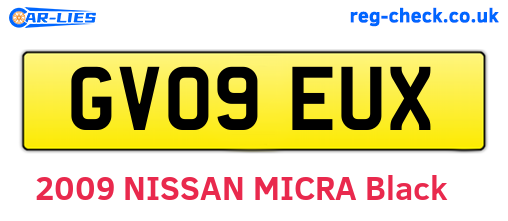 GV09EUX are the vehicle registration plates.