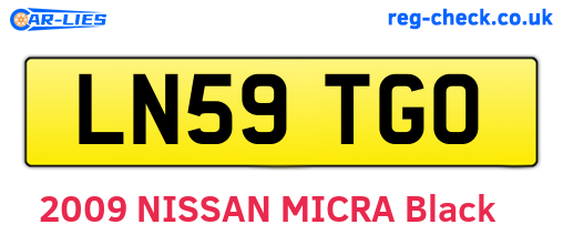 LN59TGO are the vehicle registration plates.