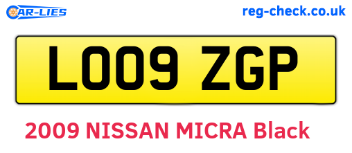 LO09ZGP are the vehicle registration plates.