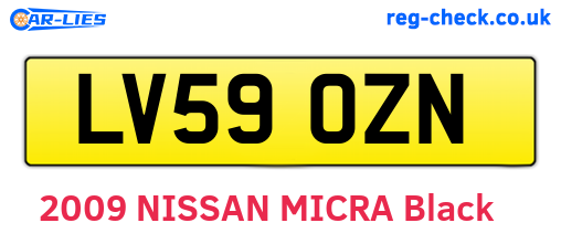 LV59OZN are the vehicle registration plates.