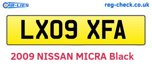 LX09XFA are the vehicle registration plates.