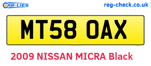 MT58OAX are the vehicle registration plates.