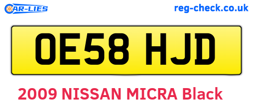 OE58HJD are the vehicle registration plates.