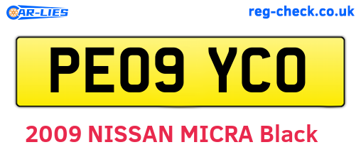 PE09YCO are the vehicle registration plates.