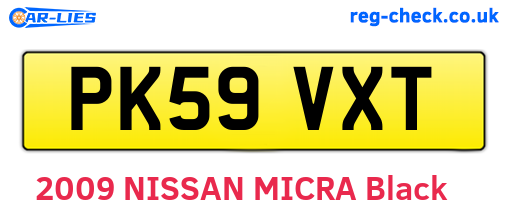 PK59VXT are the vehicle registration plates.