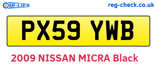 PX59YWB are the vehicle registration plates.