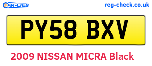 PY58BXV are the vehicle registration plates.