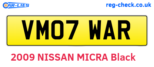 VM07WAR are the vehicle registration plates.