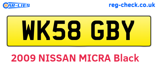 WK58GBY are the vehicle registration plates.