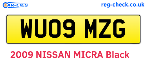 WU09MZG are the vehicle registration plates.