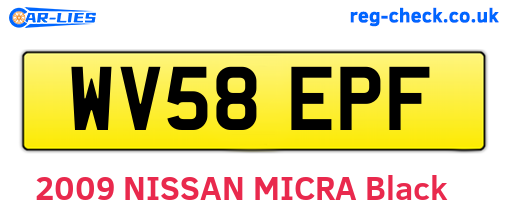WV58EPF are the vehicle registration plates.