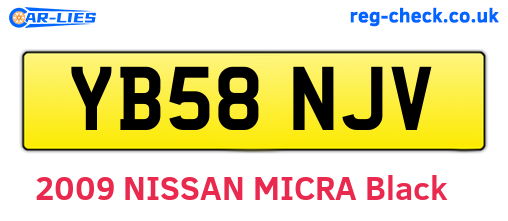 YB58NJV are the vehicle registration plates.
