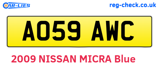 AO59AWC are the vehicle registration plates.