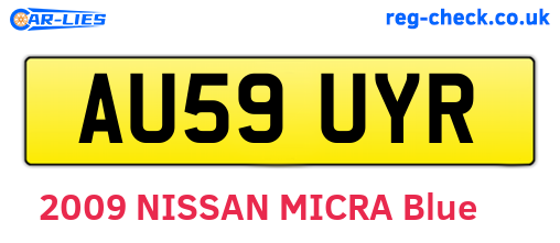 AU59UYR are the vehicle registration plates.