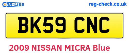 BK59CNC are the vehicle registration plates.