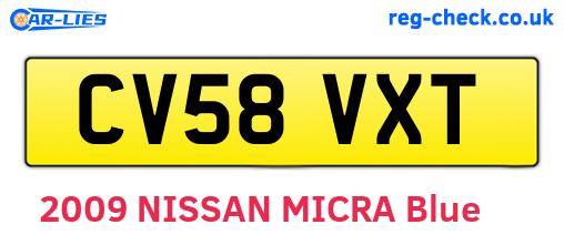 CV58VXT are the vehicle registration plates.