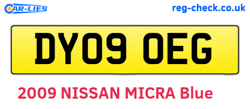 DY09OEG are the vehicle registration plates.