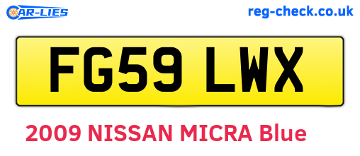 FG59LWX are the vehicle registration plates.