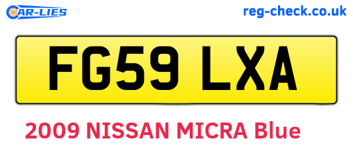 FG59LXA are the vehicle registration plates.