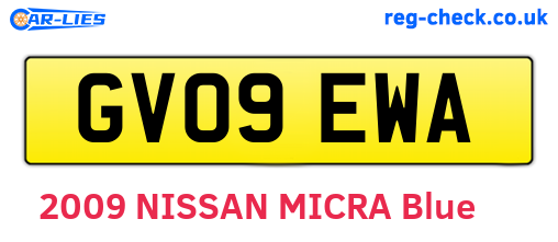 GV09EWA are the vehicle registration plates.