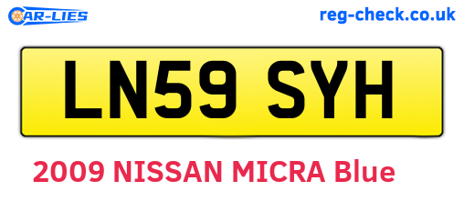 LN59SYH are the vehicle registration plates.