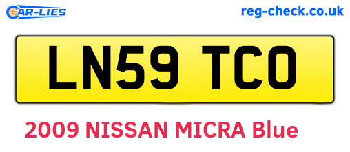 LN59TCO are the vehicle registration plates.