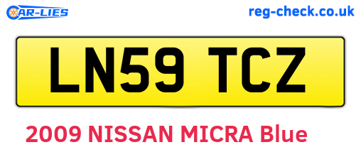 LN59TCZ are the vehicle registration plates.