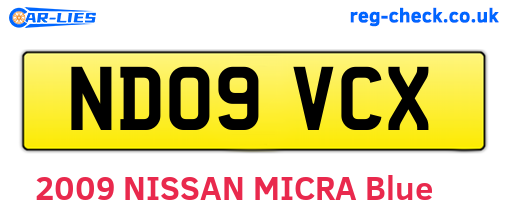 ND09VCX are the vehicle registration plates.
