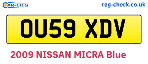 OU59XDV are the vehicle registration plates.