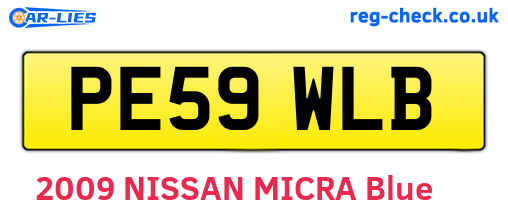 PE59WLB are the vehicle registration plates.