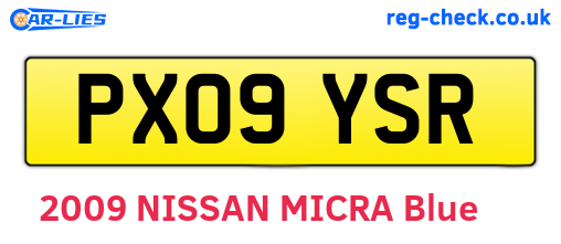 PX09YSR are the vehicle registration plates.