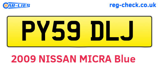 PY59DLJ are the vehicle registration plates.
