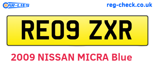 RE09ZXR are the vehicle registration plates.