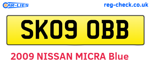 SK09OBB are the vehicle registration plates.