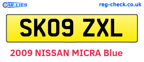 SK09ZXL are the vehicle registration plates.