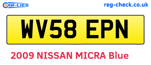 WV58EPN are the vehicle registration plates.