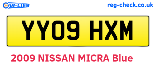 YY09HXM are the vehicle registration plates.