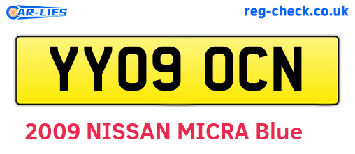 YY09OCN are the vehicle registration plates.