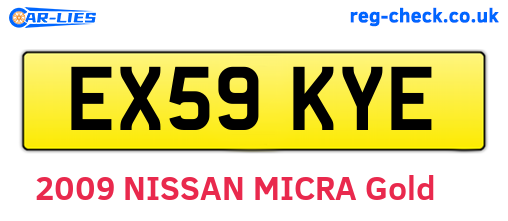 EX59KYE are the vehicle registration plates.