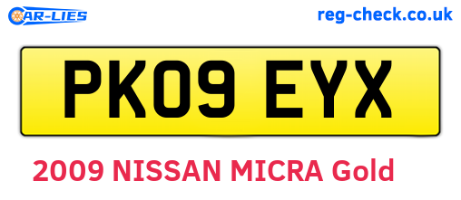 PK09EYX are the vehicle registration plates.