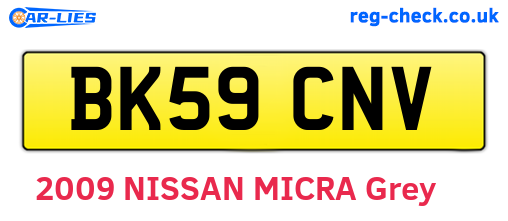BK59CNV are the vehicle registration plates.