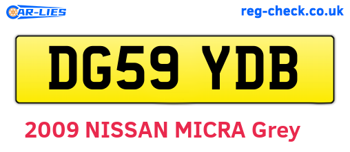 DG59YDB are the vehicle registration plates.