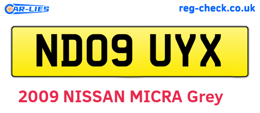 ND09UYX are the vehicle registration plates.