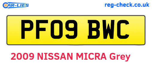 PF09BWC are the vehicle registration plates.