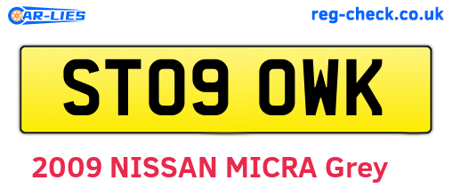 ST09OWK are the vehicle registration plates.