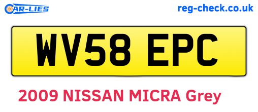 WV58EPC are the vehicle registration plates.